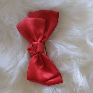Red silky bow - hair accessory.